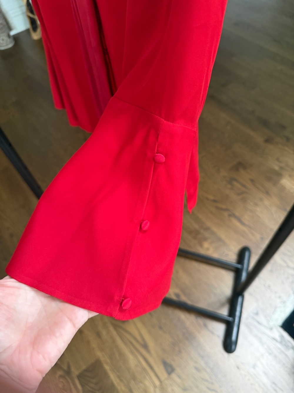 Alice + Olivia Red Tie-Neck Silk Blouse - Picture 3 of 4